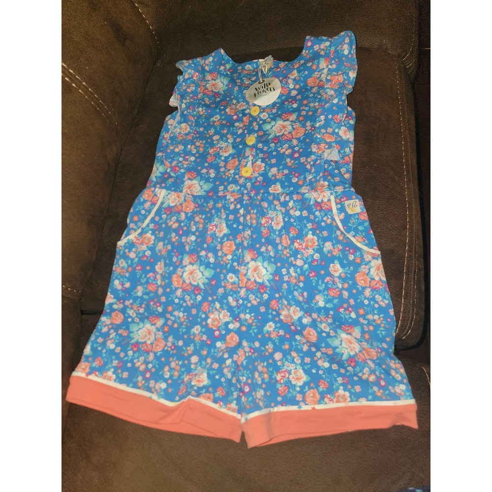 Wild flowers spring floral romper one piece‎ size 10 nwt